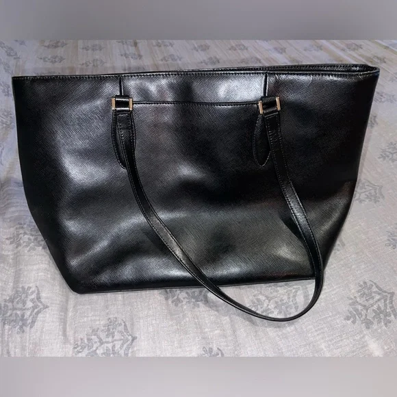 Large Kate Spade black leather tote purse - Picture 2 of 4